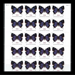 100 Purple Butterfly Stamps